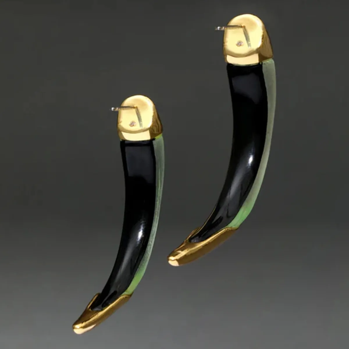 Tomfoolery Neon Green Luminous Lucite Claw Earrings Fashion
