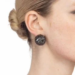 Tomfoolery Noir Dust Watery Sphere Clip On Earrings Sale