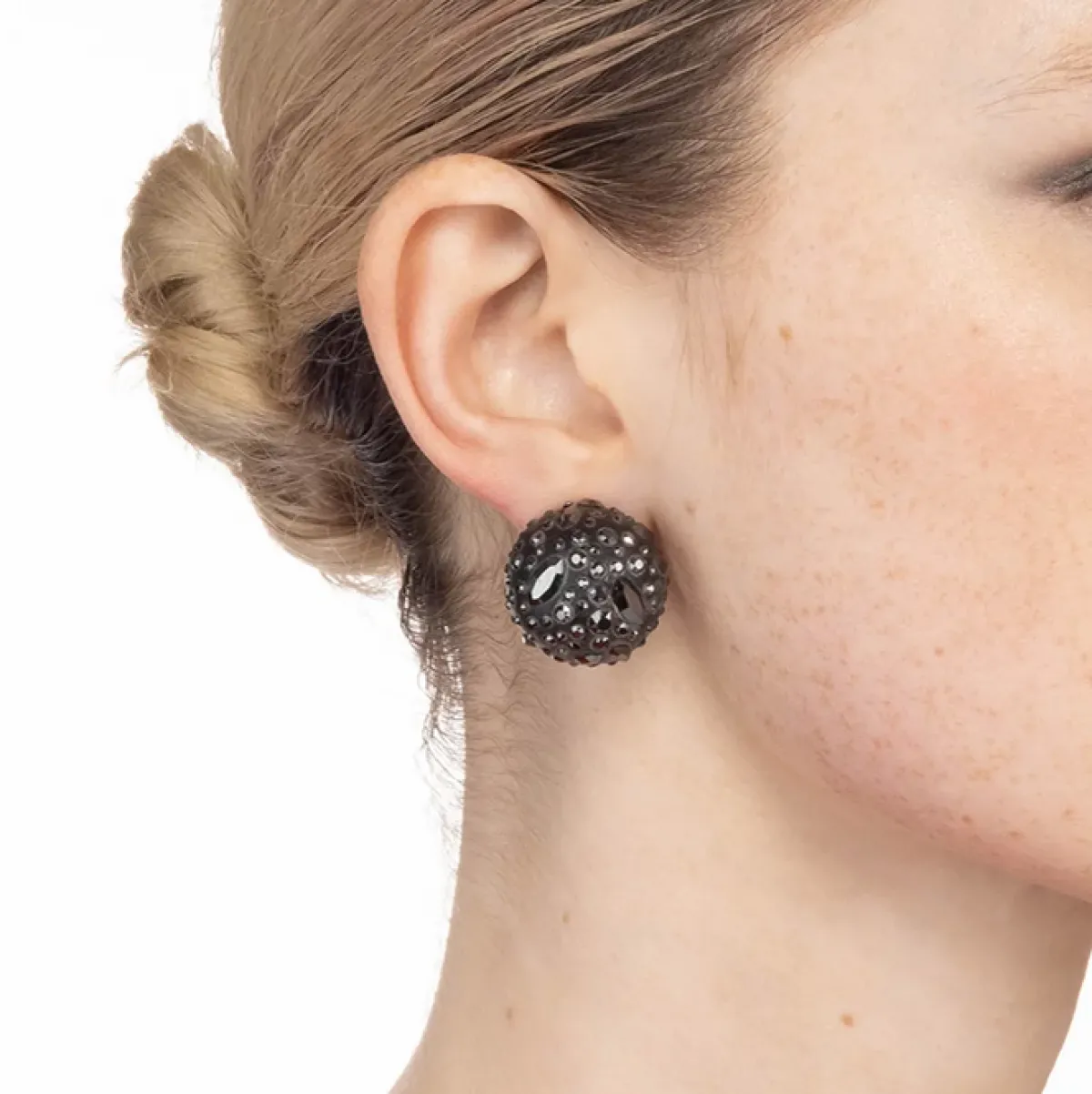 Tomfoolery Noir Dust Watery Sphere Clip On Earrings Sale