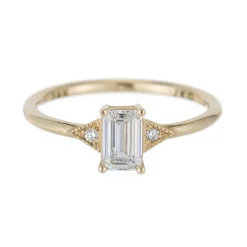 Tomfoolery North South Emerald Cut Diamond Deco Ring Clearance