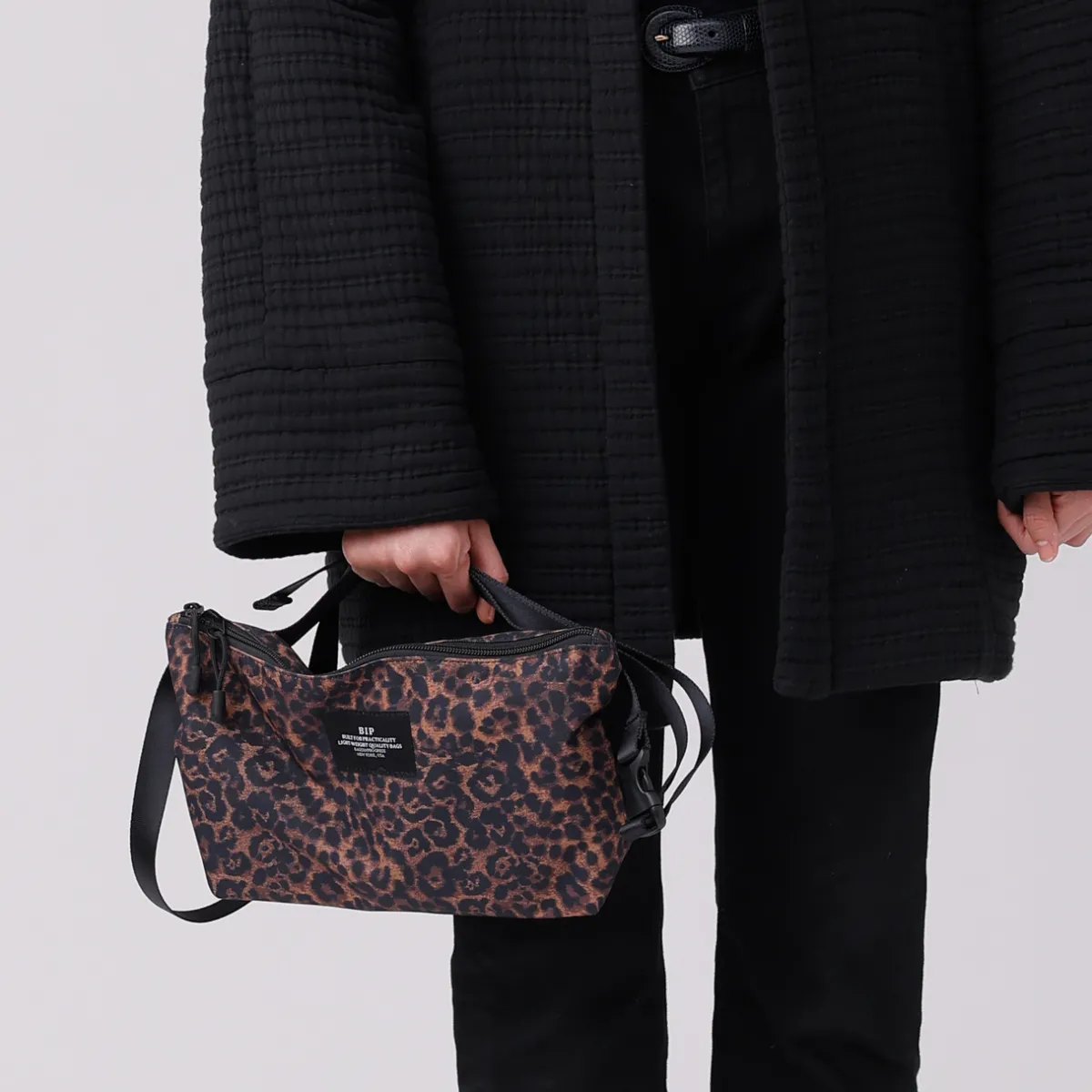 Tomfoolery Nylon Twill Fannypack Crossbody in Leopard Clearance