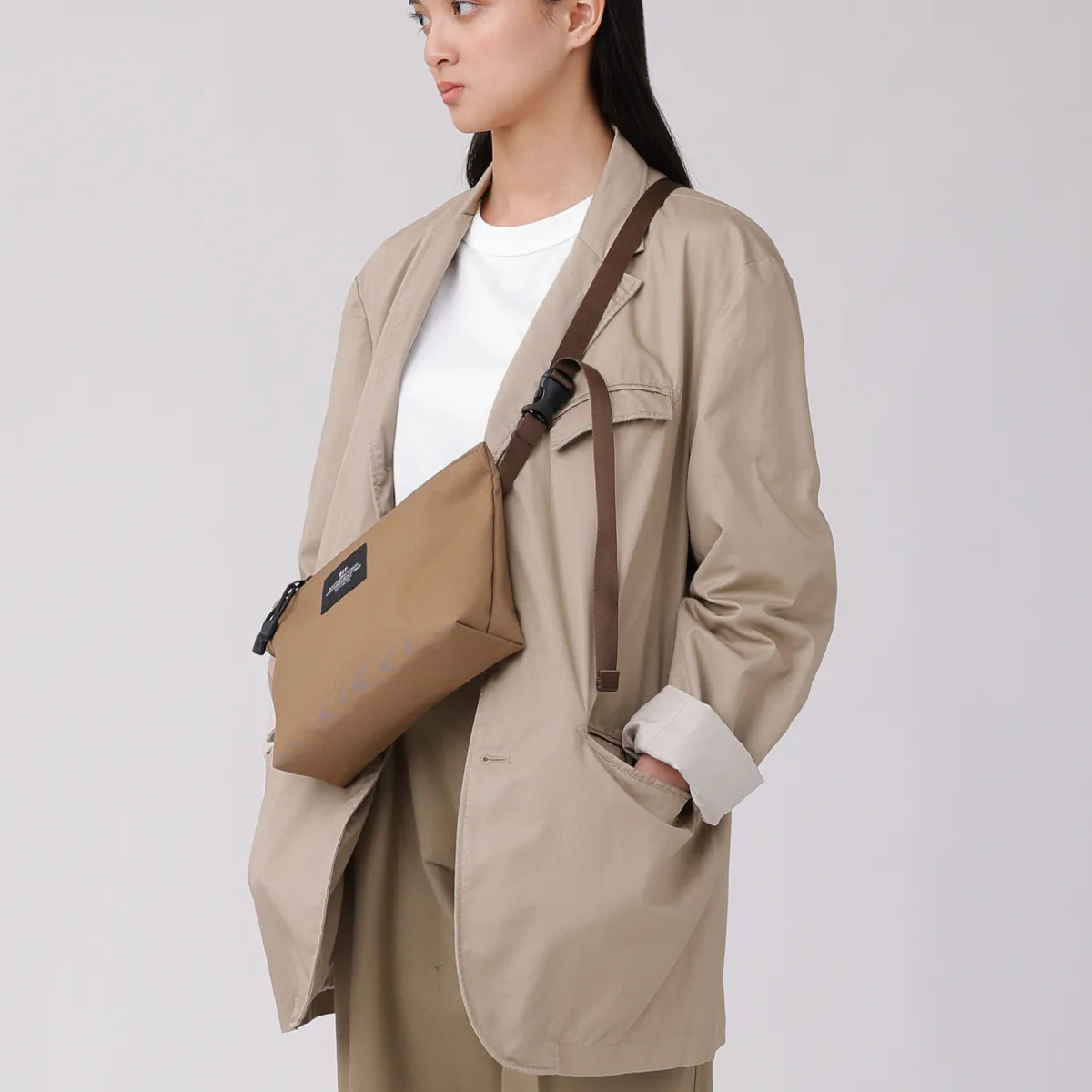 Tomfoolery Nylon Twill Fannypack Crossbody in Coyote Clearance