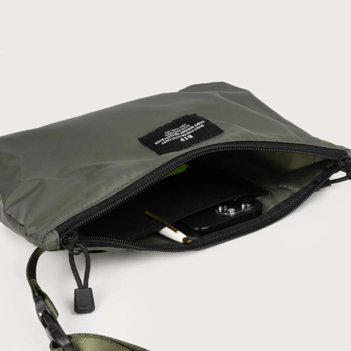 Tomfoolery Nylon Twill Fannypack Crossbody in Khaki Green New