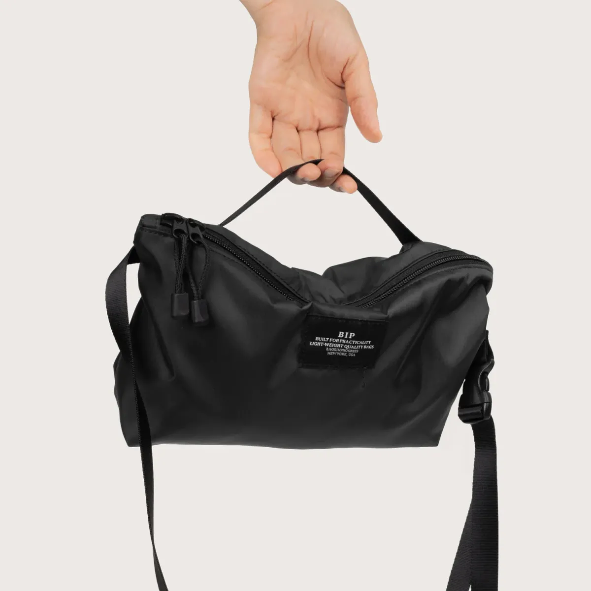 Tomfoolery Nylon Twill Fannypack Crossbody in Black Fashion