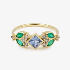 Tomfoolery Nymphéa Blue Sapphire & Emerald Ring Outlet