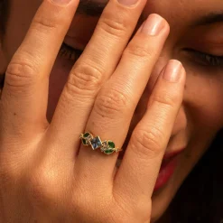 Tomfoolery Nymphéa Blue Sapphire & Emerald Ring Outlet