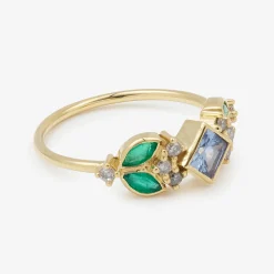 Tomfoolery Nymphéa Blue Sapphire & Emerald Ring Outlet