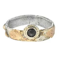Tomfoolery ‘On The Edge Of Love’ Ring with Black Diamond & 14ct Yellow Gold Online