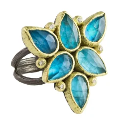 Tomfoolery One Of A Kind ‘Apatite Doublet & Diamond’ Art Ring Outlet