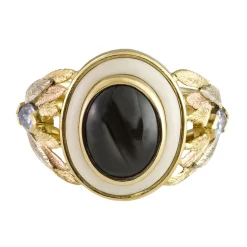 Tomfoolery One Of A Kind ’18ct Gold, Mammoth Tusk, Tanzanite & Black Star Sapphire ‘ Art Ring Clearance