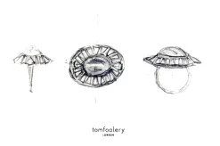 Tomfoolery One Of A Kind ‘Emerald & Diamond Talisman Shield’ Art Ring Clearance