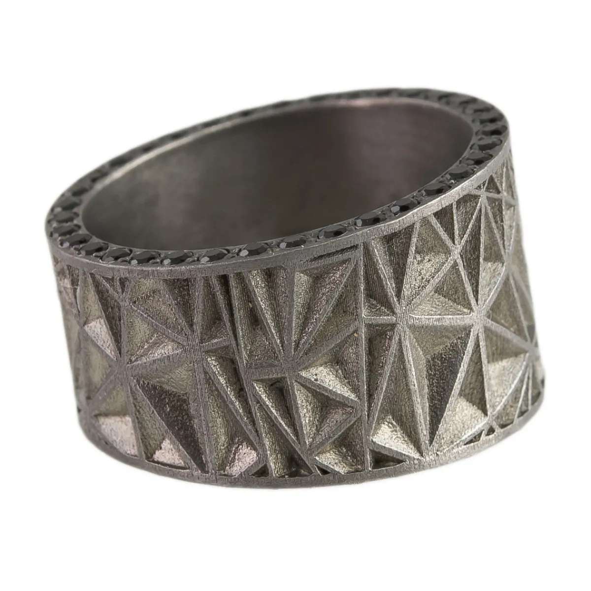 Tomfoolery One Of A Kind ‘Silver, White Diamond & Black Spinel’ Art Ring Sale