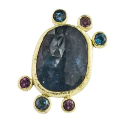 Tomfoolery One Of A Kind ‘Tourmaline, Blue Topaz & Zircon’ Art Ring Outlet