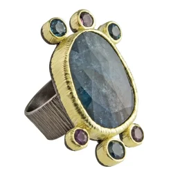 Tomfoolery One Of A Kind ‘Tourmaline, Blue Topaz & Zircon’ Art Ring Outlet