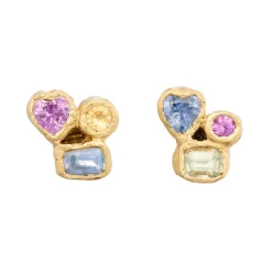 Tomfoolery One-Of-A-Kind Abstract Puzzle Mismatched Heart Studs Outlet