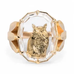 Tomfoolery One-Of-A-Kind Alden Owl Portrait Ring Clearance