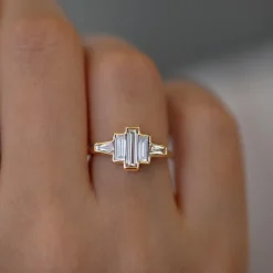 Tomfoolery One-Of-A-Kind Art Deco Inspired Engagement Ring with Baguette Diamonds Discount