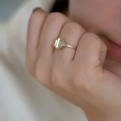 Tomfoolery One-Of-A-Kind Art Deco Inspired Engagement Ring with Baguette Diamonds Discount