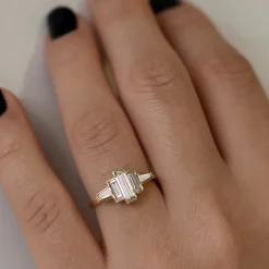 Tomfoolery One-Of-A-Kind Art Deco Inspired Engagement Ring with Baguette Diamonds Discount