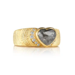 Tomfoolery One-Of-A-Kind Artemis Engraved Diamond Heart Ring Hot
