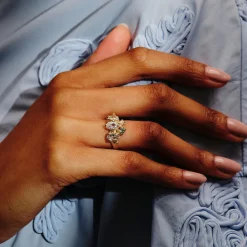 Tomfoolery One-Of-A-Kind Bark Sapphire Cluster Ring Hot