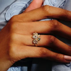 Tomfoolery One-Of-A-Kind Bark Sapphire Cluster Ring Hot