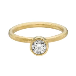 Tomfoolery One-Of-A-Kind Bezel Set Champagne Diamond Solitaire Ring Outlet