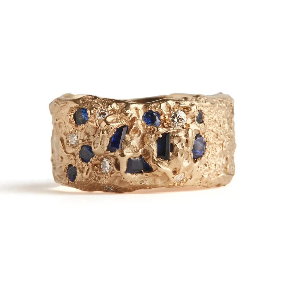 Tomfoolery One-Of-A-Kind Blue Sapphire Sunken Treasure Wide Band Discount
