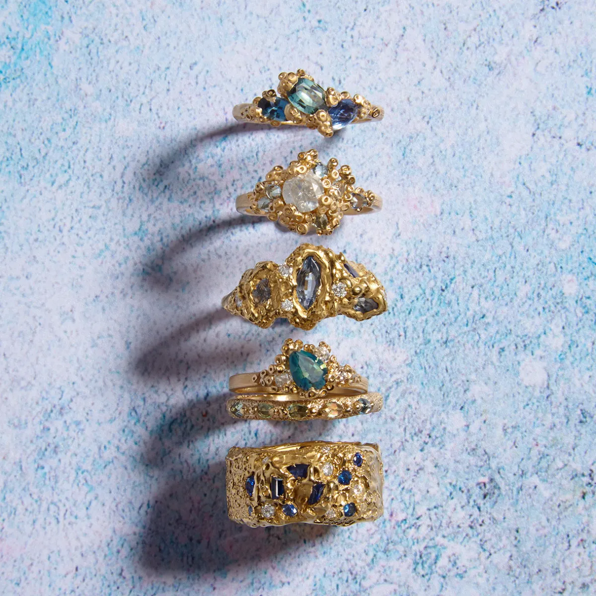 Tomfoolery One-Of-A-Kind Blue Sapphire Sunken Treasure Wide Band Discount