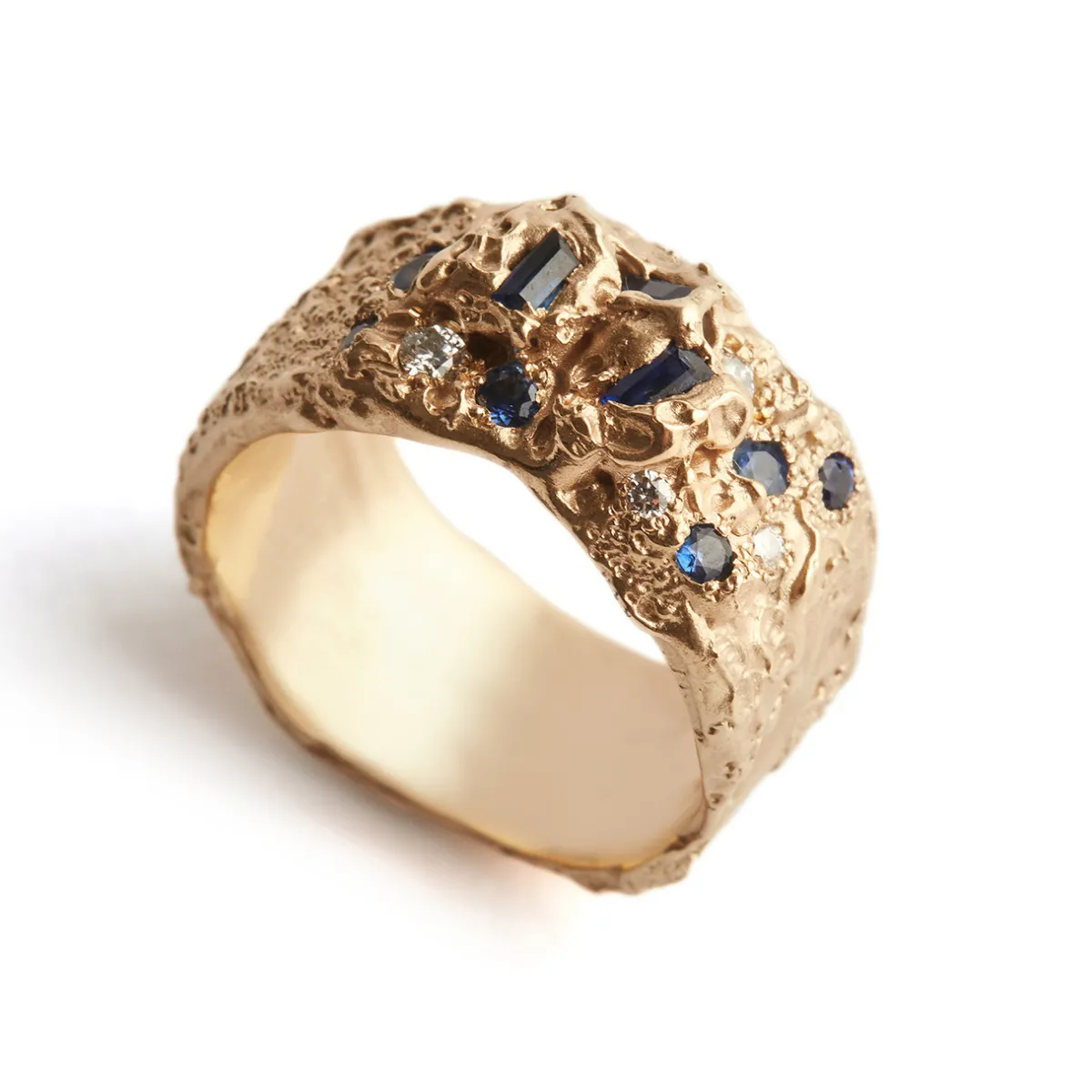 Tomfoolery One-Of-A-Kind Blue Sapphire Sunken Treasure Wide Band Discount