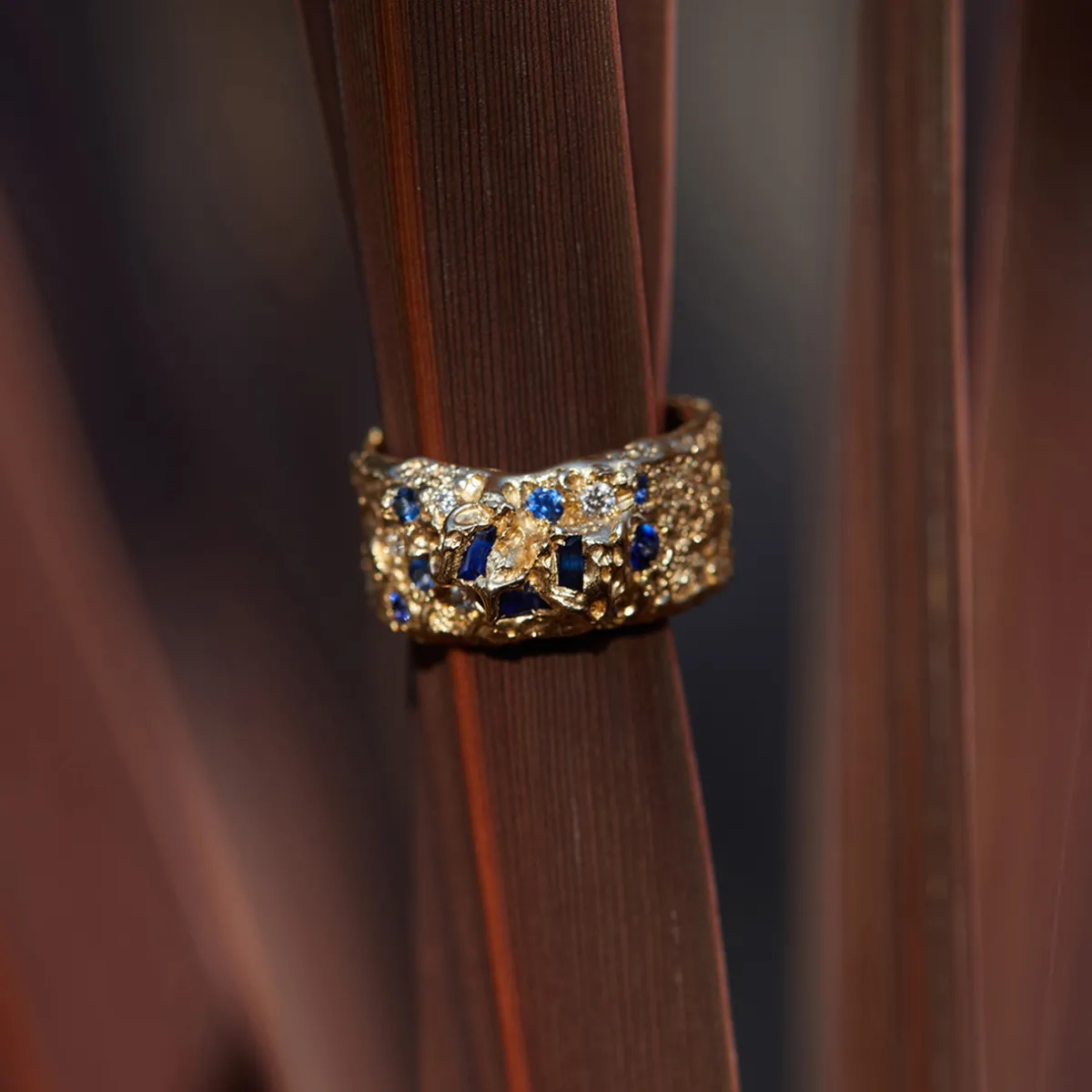 Tomfoolery One-Of-A-Kind Blue Sapphire Sunken Treasure Wide Band Discount