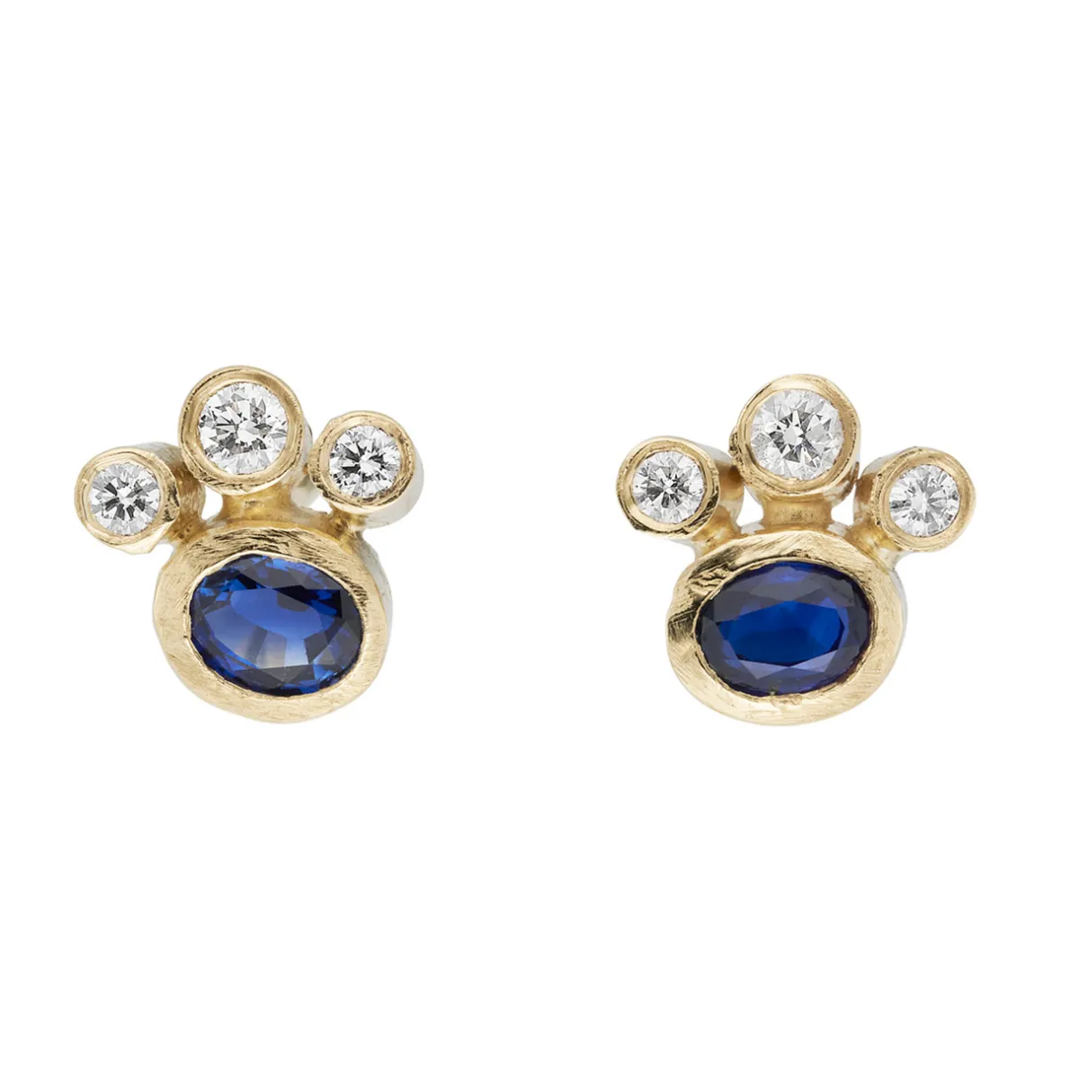 Tomfoolery One-Of-A-Kind Blue Sapphire Cluster Studs Clearance