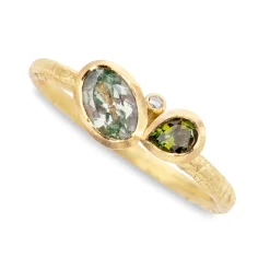 Tomfoolery One-Of-A-Kind Catkin Aquamarine & Tourmaline Cluster Ring Hot