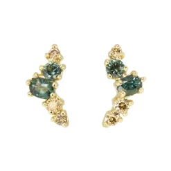 Tomfoolery One-Of-A-Kind Dryad Teal Sapphire Studs Best