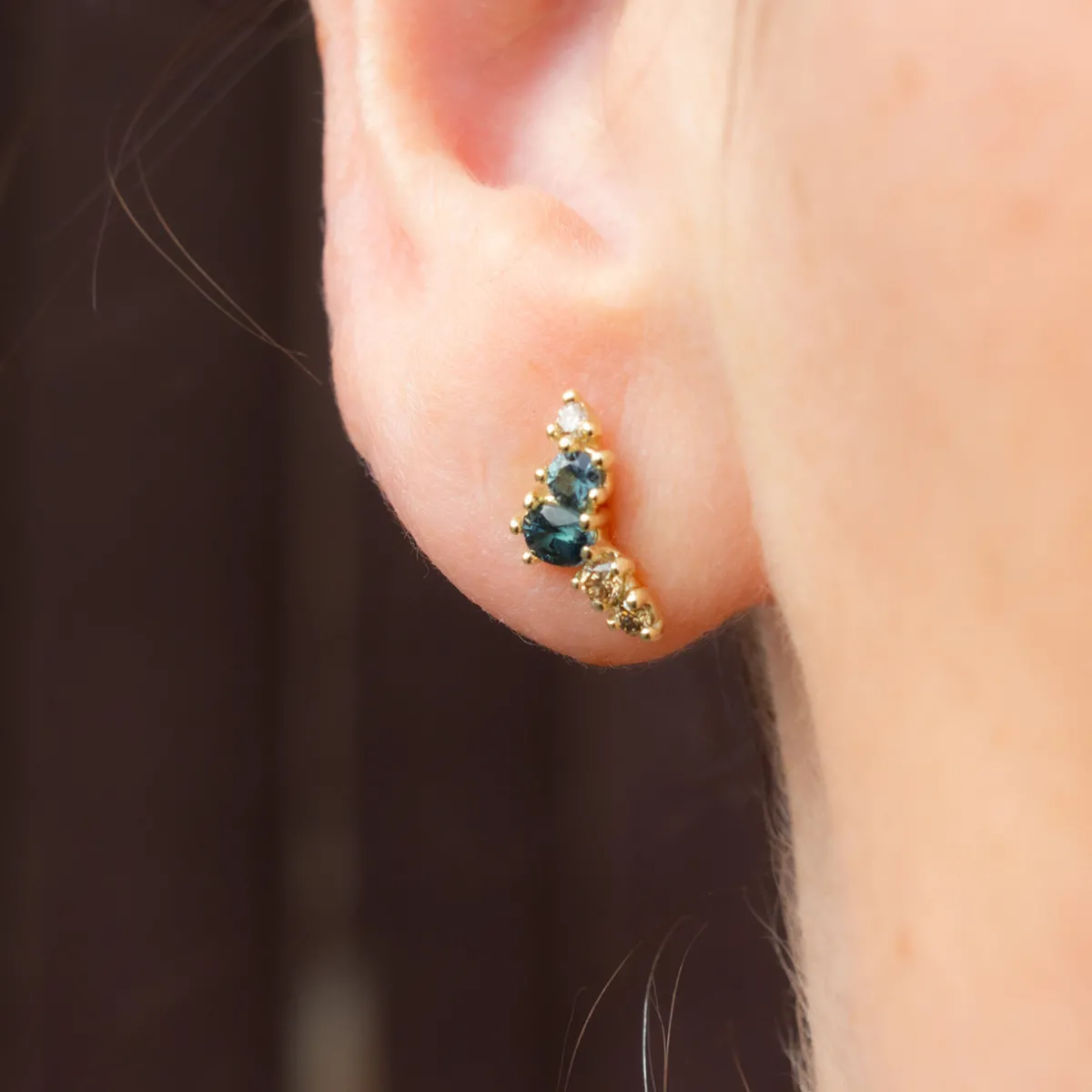 Tomfoolery One-Of-A-Kind Dryad Teal Sapphire Studs Best