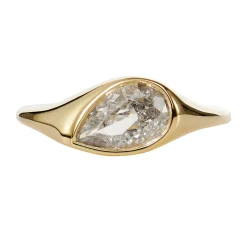 Tomfoolery One-Of-A-Kind Elation Salt & Pepper Pear Cut Diamond Signet Ring Outlet
