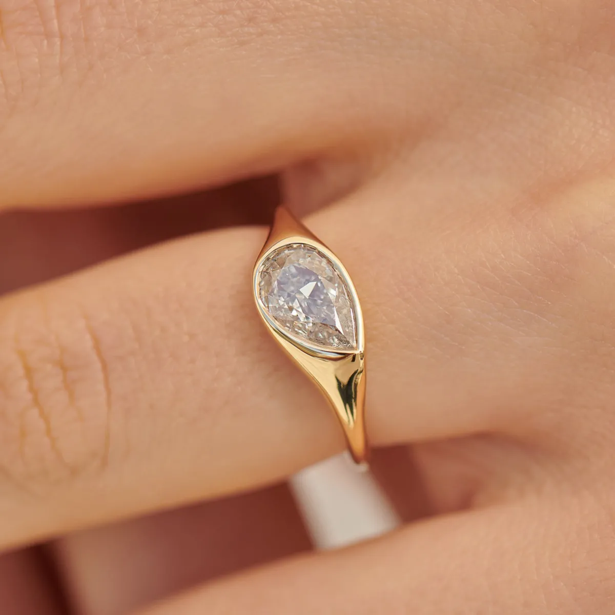 Tomfoolery One-Of-A-Kind Elation Salt & Pepper Pear Cut Diamond Signet Ring Outlet