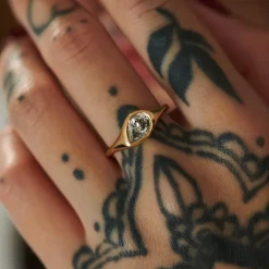 Tomfoolery One-Of-A-Kind Elation Salt & Pepper Pear Cut Diamond Signet Ring Outlet