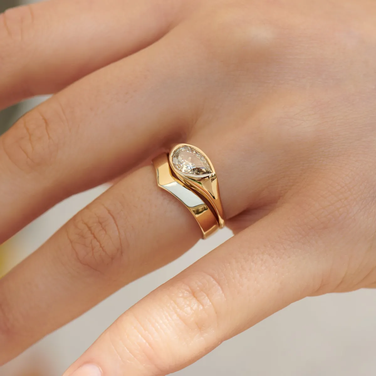Tomfoolery One-Of-A-Kind Elation Salt & Pepper Pear Cut Diamond Signet Ring Outlet