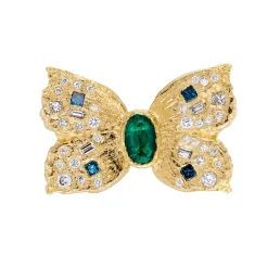 Tomfoolery One-Of-A-Kind Emerald Butterfly Queen Ring Outlet
