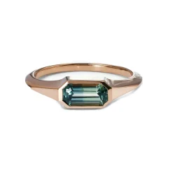 Tomfoolery One-Of-A-Kind Emerald Cut Sapphire Signet No. 62 Ring Hot