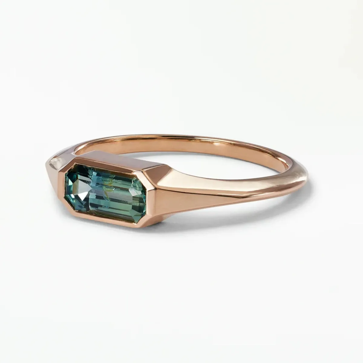 Tomfoolery One-Of-A-Kind Emerald Cut Sapphire Signet No. 62 Ring Hot