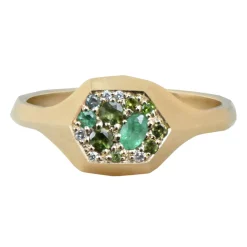 Tomfoolery One-Of-A-Kind Emerald Faceted Signet Ring Sale