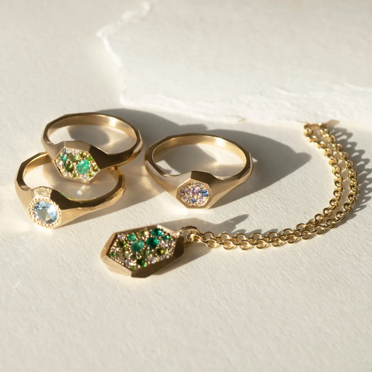 Tomfoolery One-Of-A-Kind Emerald Faceted Signet Ring Sale