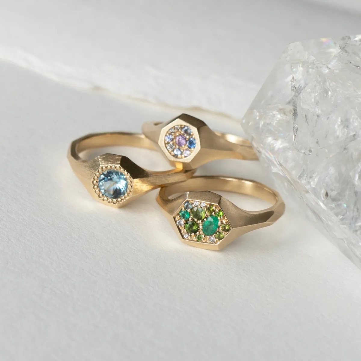 Tomfoolery One-Of-A-Kind Emerald Faceted Signet Ring Sale