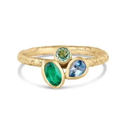 Tomfoolery One-Of-A-Kind Emerald Swirling Stones Ring Hot