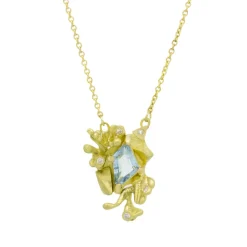 Tomfoolery One-Of-A-Kind Florilegia Aquamarine Pendant New