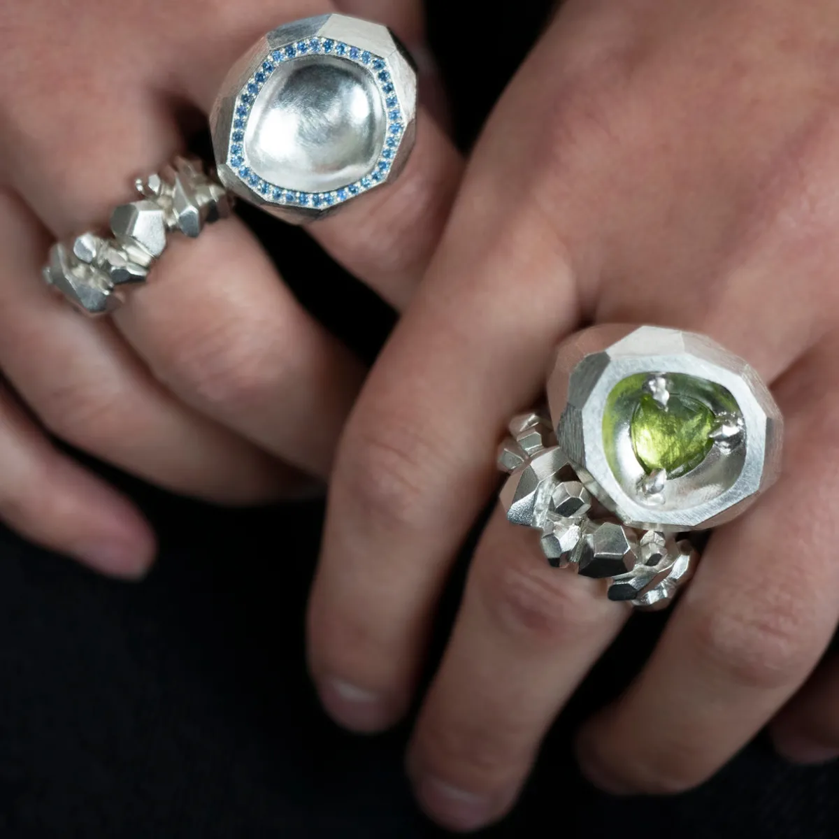 Tomfoolery One-Of-A-Kind Geoda Peridot Statement Ring New
