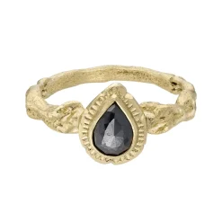 Tomfoolery One-Of-A-Kind Gold & Black Diamond Heart Ring Discount
