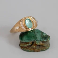 Tomfoolery One-Of-A-Kind Green Tourmaline & Diamond Moon Ring Online